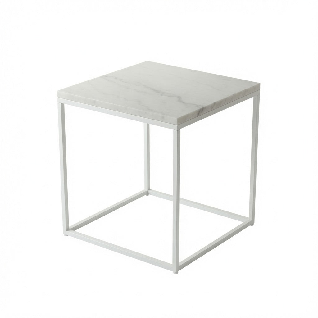 SILVA WHITE SIDE TABLE WITH WHITE MARBLE