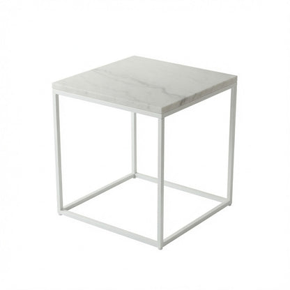 SILVA WHITE SIDE TABLE WITH WHITE MARBLE