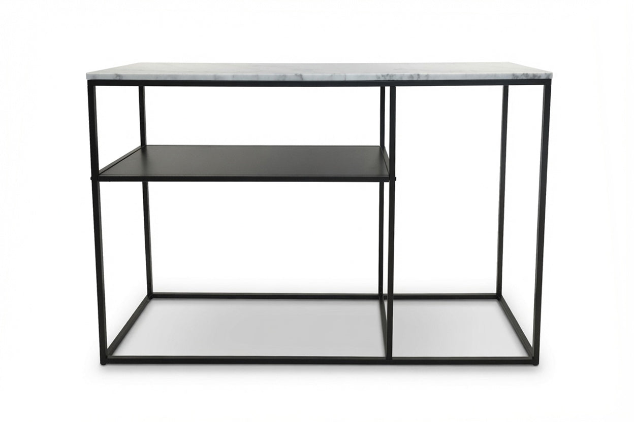 AURA ENTRY CONSOLE BLACK WITH WHITE MARBLE