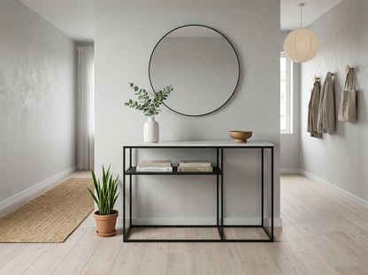 AURA ENTRY CONSOLE BLACK WITH WHITE MARBLE