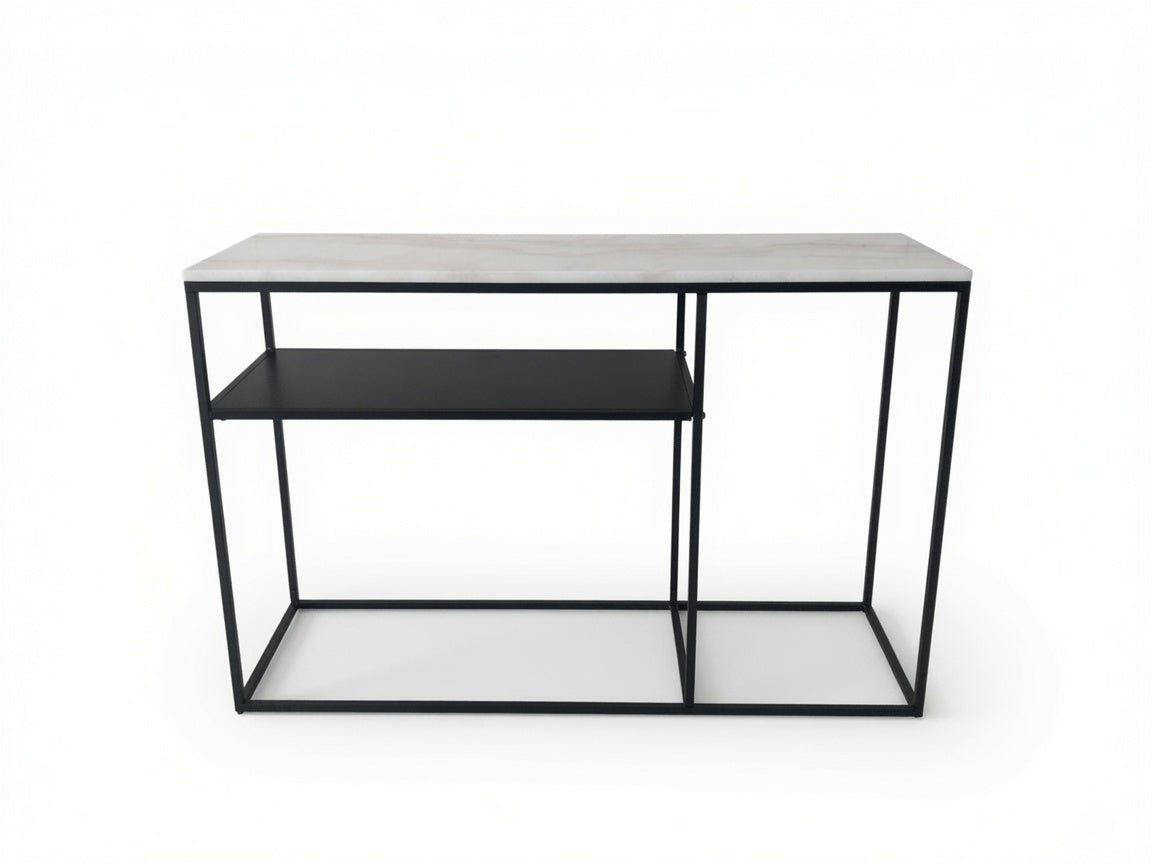 AURA ENTRY CONSOLE BLACK WITH WHITE MARBLE
