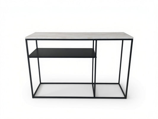 AURA ENTRY CONSOLE BLACK WITH WHITE MARBLE