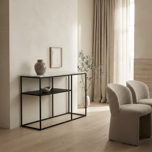 AURA ENTRY CONSOLE BLACK WITH WHITE MARBLE