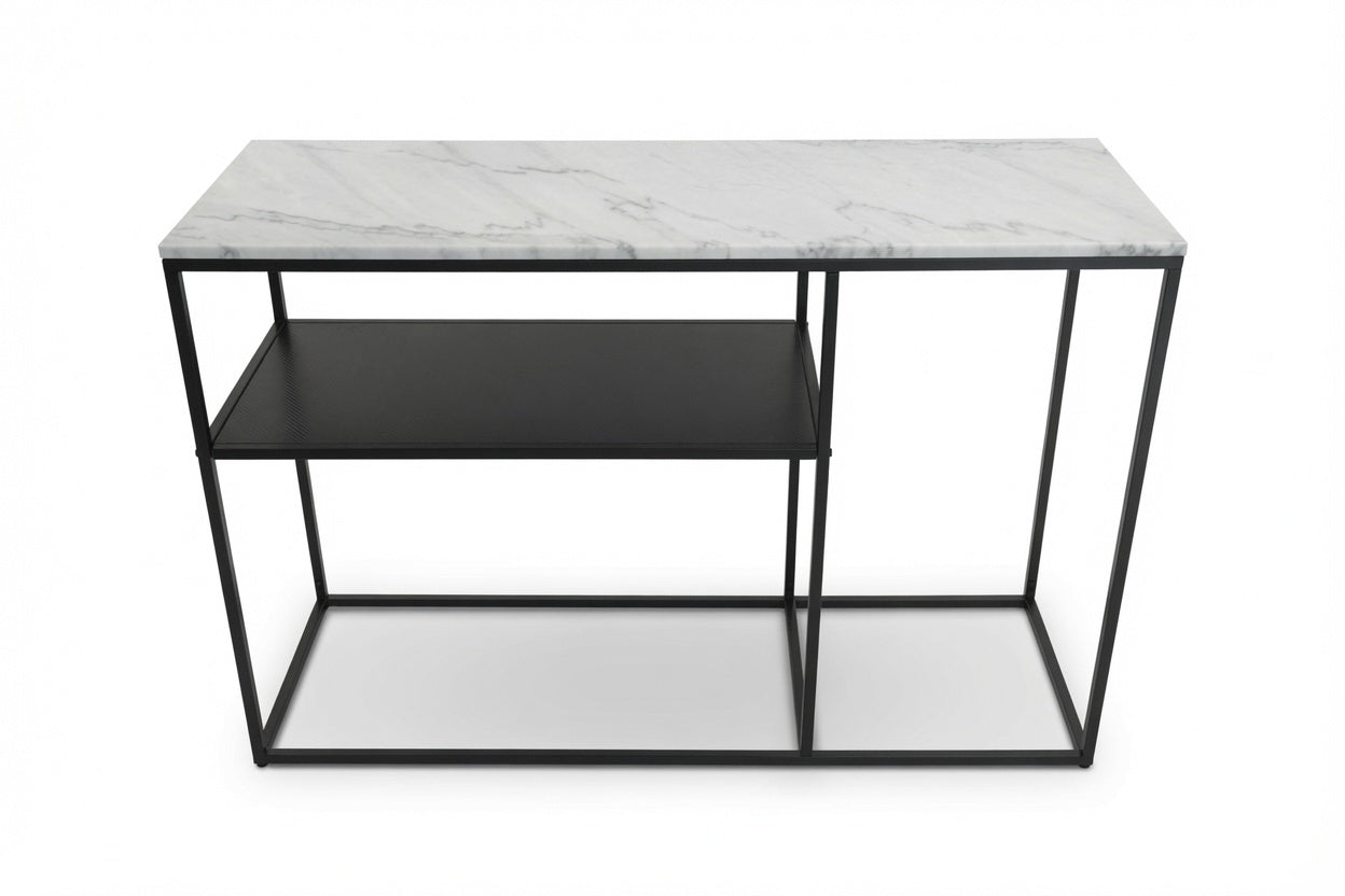 AURA ENTRY CONSOLE BLACK WITH WHITE MARBLE