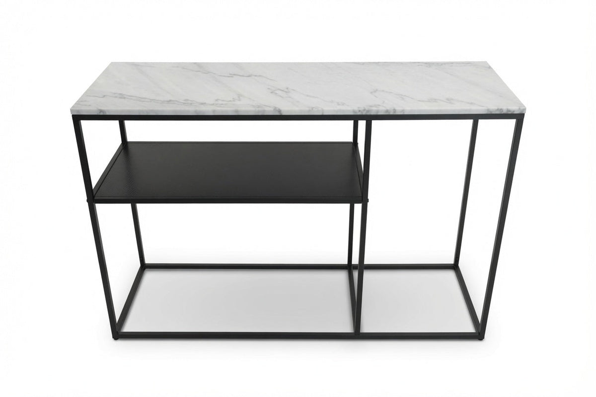 AURA ENTRY CONSOLE BLACK WITH WHITE MARBLE