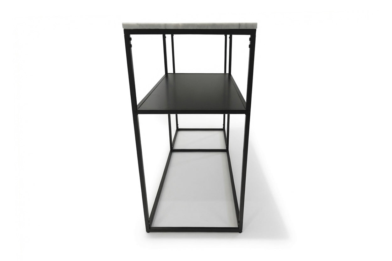 AURA ENTRY CONSOLE BLACK WITH WHITE MARBLE
