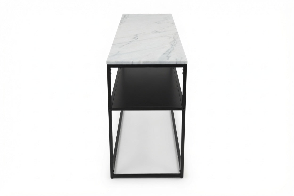 AURA ENTRY CONSOLE BLACK WITH WHITE MARBLE