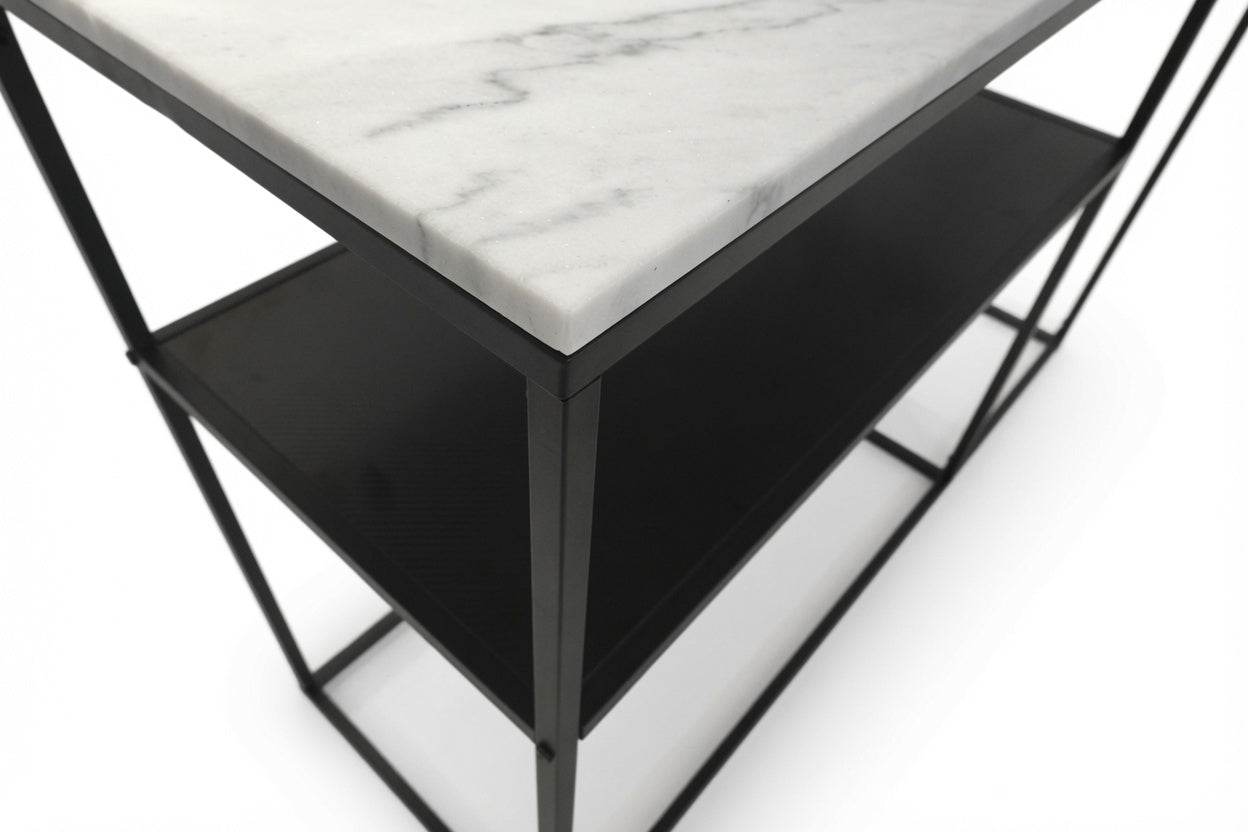 AURA ENTRY CONSOLE BLACK WITH WHITE MARBLE