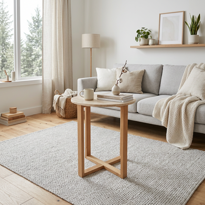 LYRA SIDE TABLE WITH NATURAL OAK TRAVERTINE