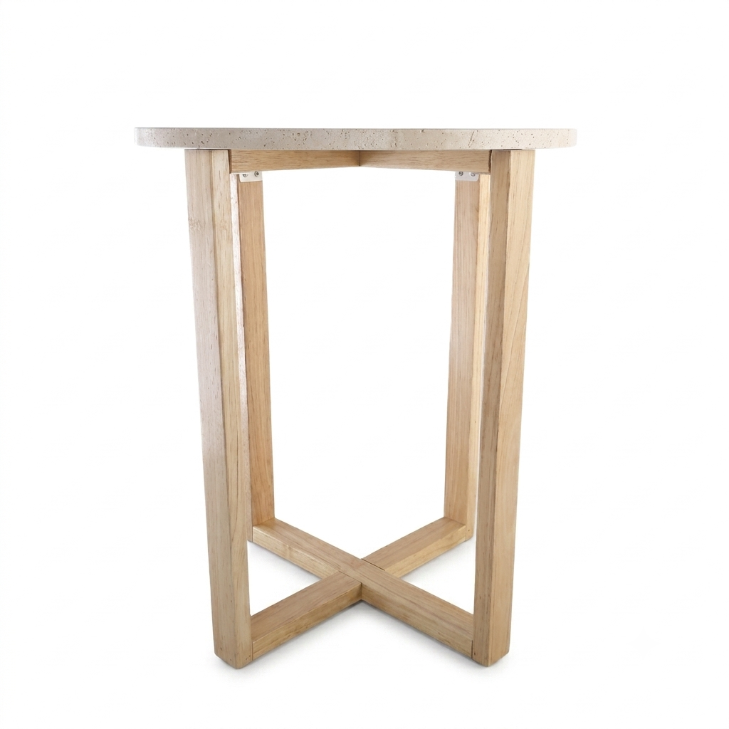 LYRA SIDE TABLE WITH NATURAL OAK TRAVERTINE