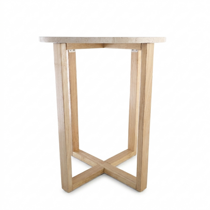 LYRA SIDE TABLE WITH NATURAL OAK TRAVERTINE