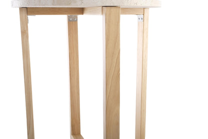 LYRA SIDE TABLE WITH NATURAL OAK TRAVERTINE