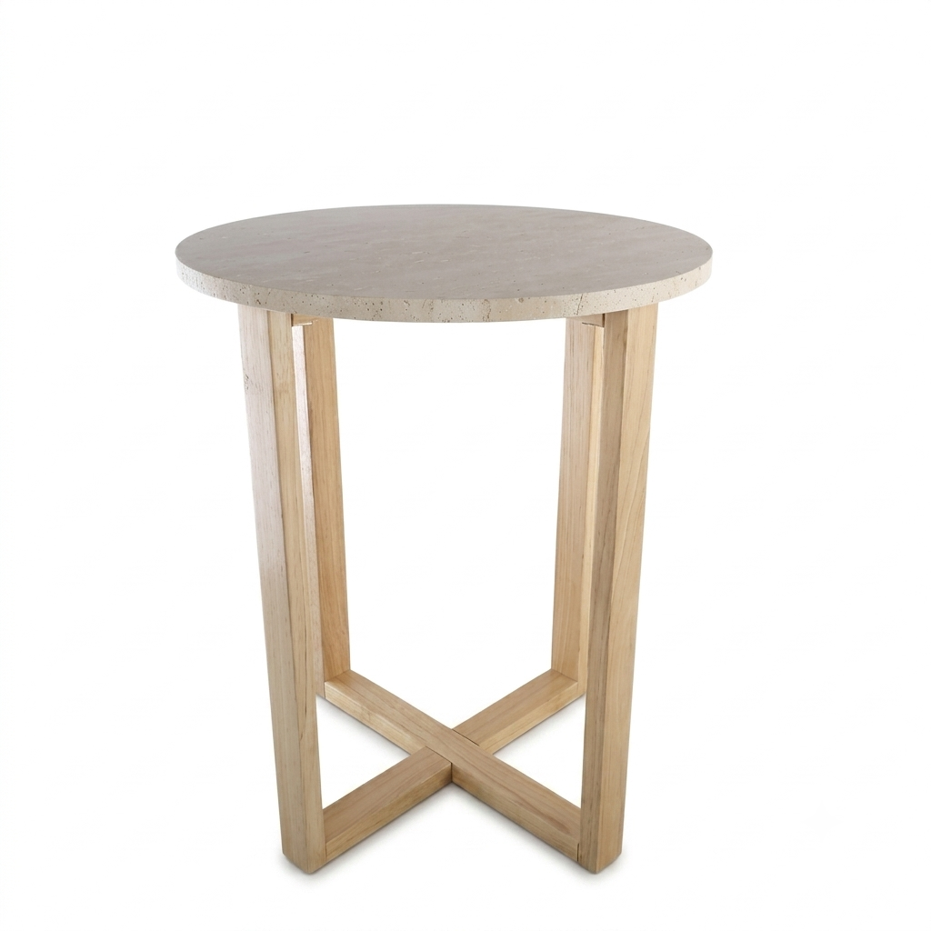 LYRA SIDE TABLE WITH NATURAL OAK TRAVERTINE