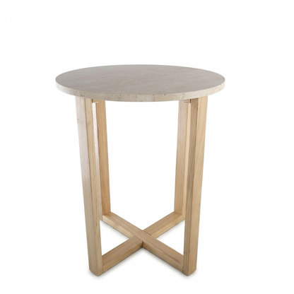 LYRA SIDE TABLE WITH NATURAL OAK TRAVERTINE