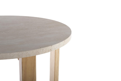 LYRA SIDE TABLE WITH NATURAL OAK TRAVERTINE