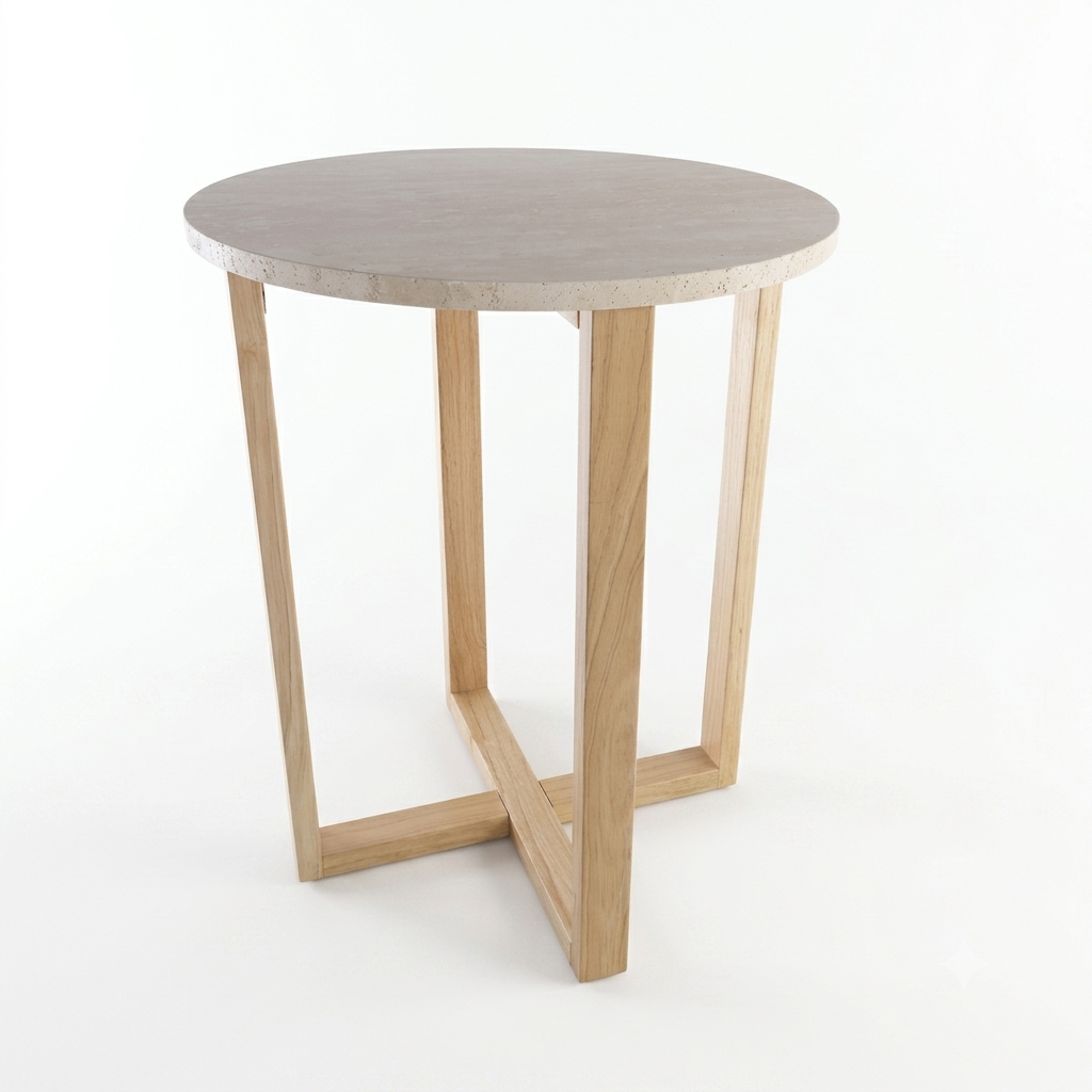 LYRA SIDE TABLE WITH NATURAL OAK TRAVERTINE