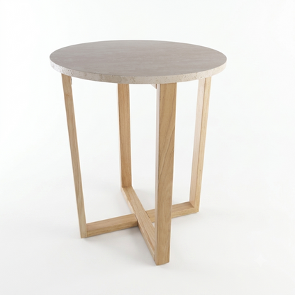 LYRA SIDE TABLE WITH NATURAL OAK TRAVERTINE