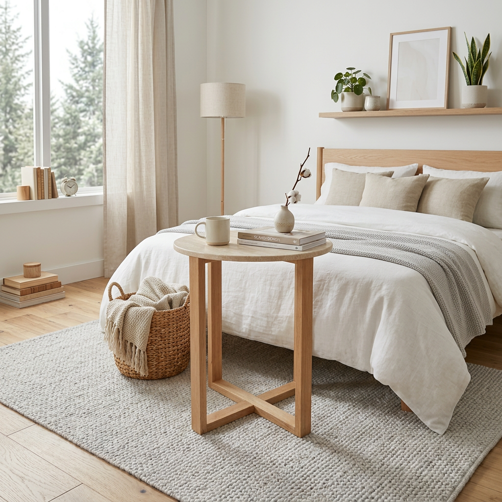 LYRA SIDE TABLE WITH NATURAL OAK TRAVERTINE