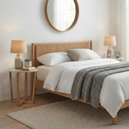 LYRA SIDE TABLE WITH NATURAL OAK TRAVERTINE