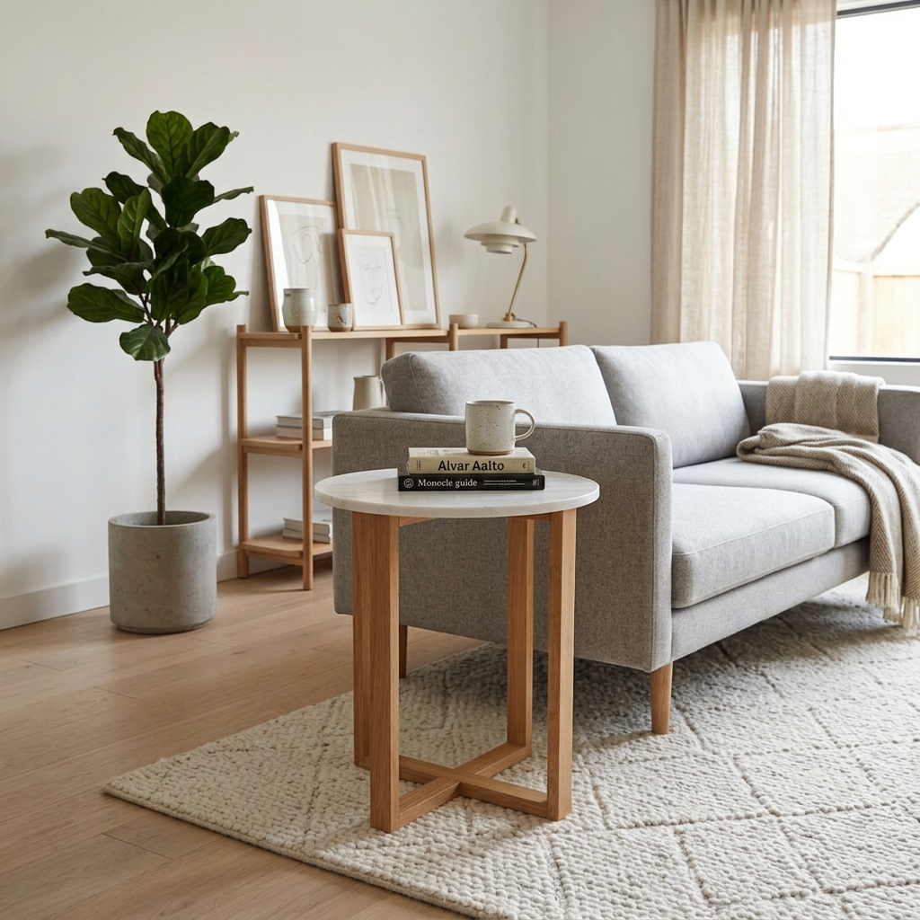 LYRA SIDE TABLE WITH WHITE MARBLE