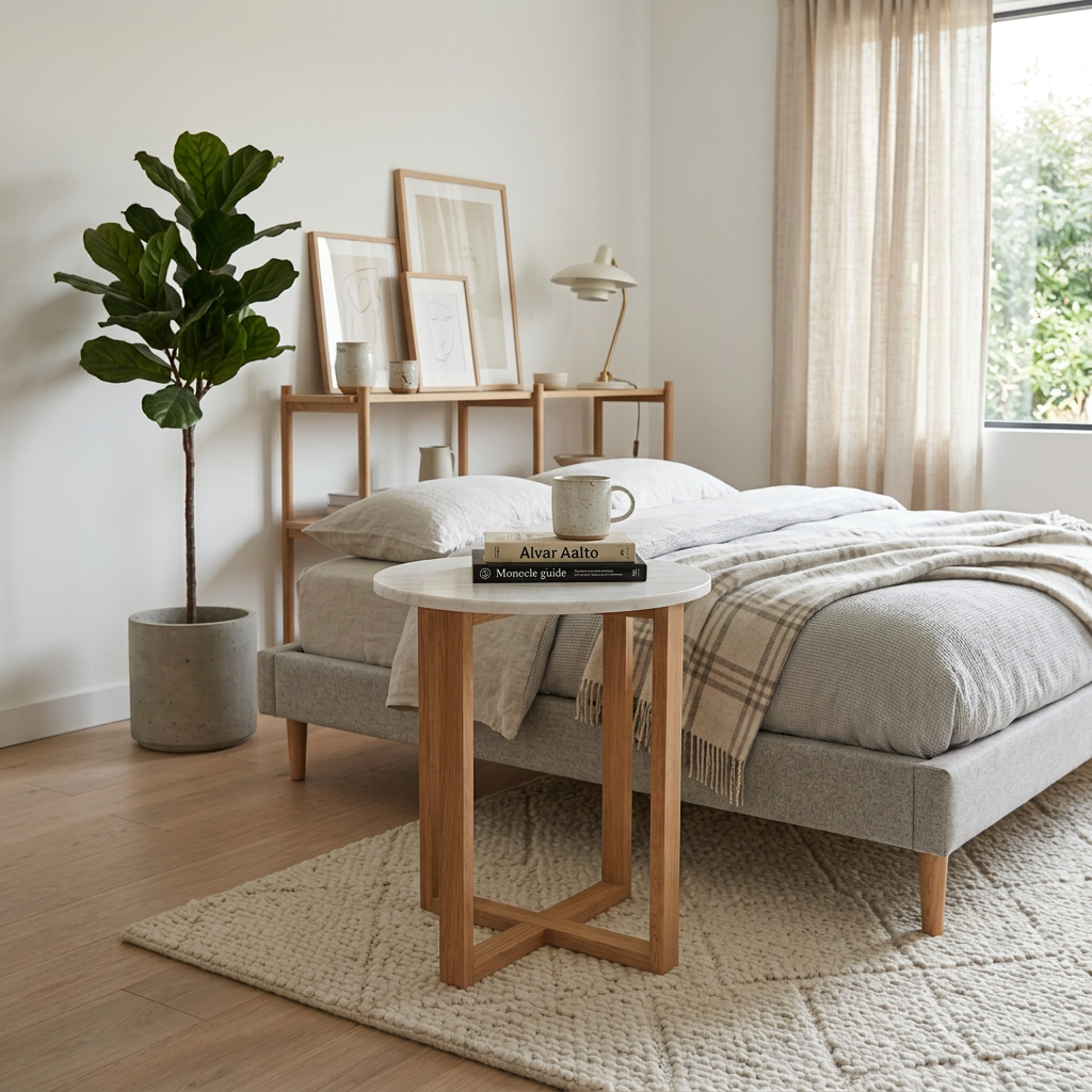 LYRA SIDE TABLE WITH WHITE MARBLE
