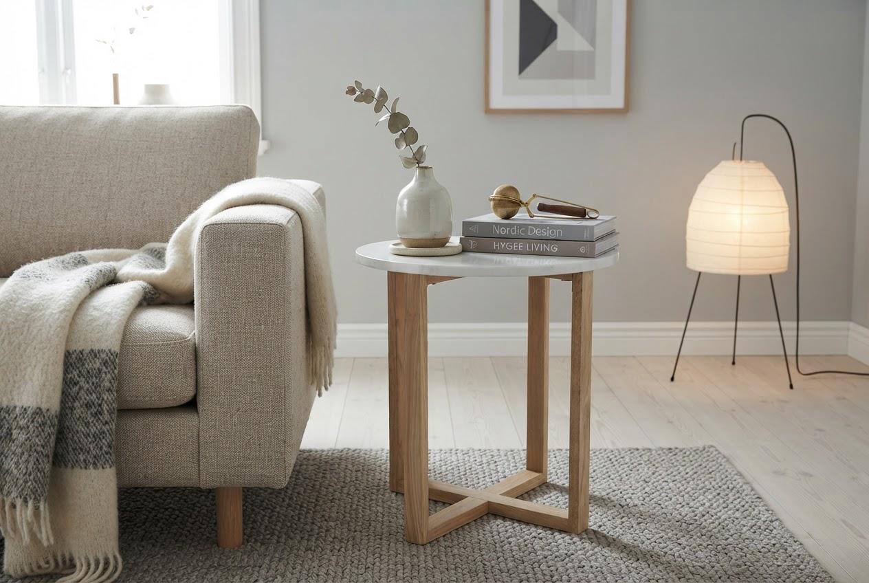 LYRA SIDE TABLE WITH WHITE MARBLE