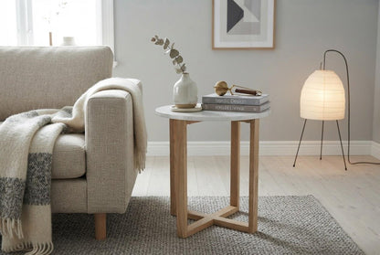 LYRA SIDE TABLE WITH WHITE MARBLE