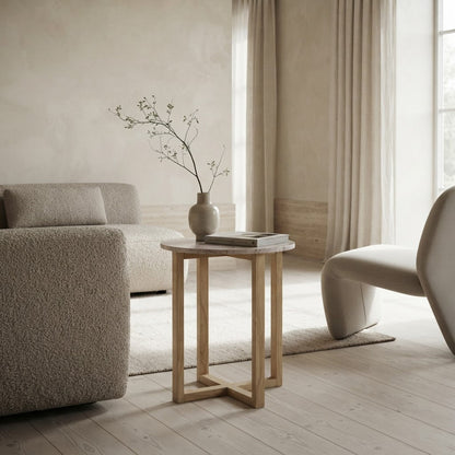LYRA SIDE TABLE WITH ROSE' MARBLE