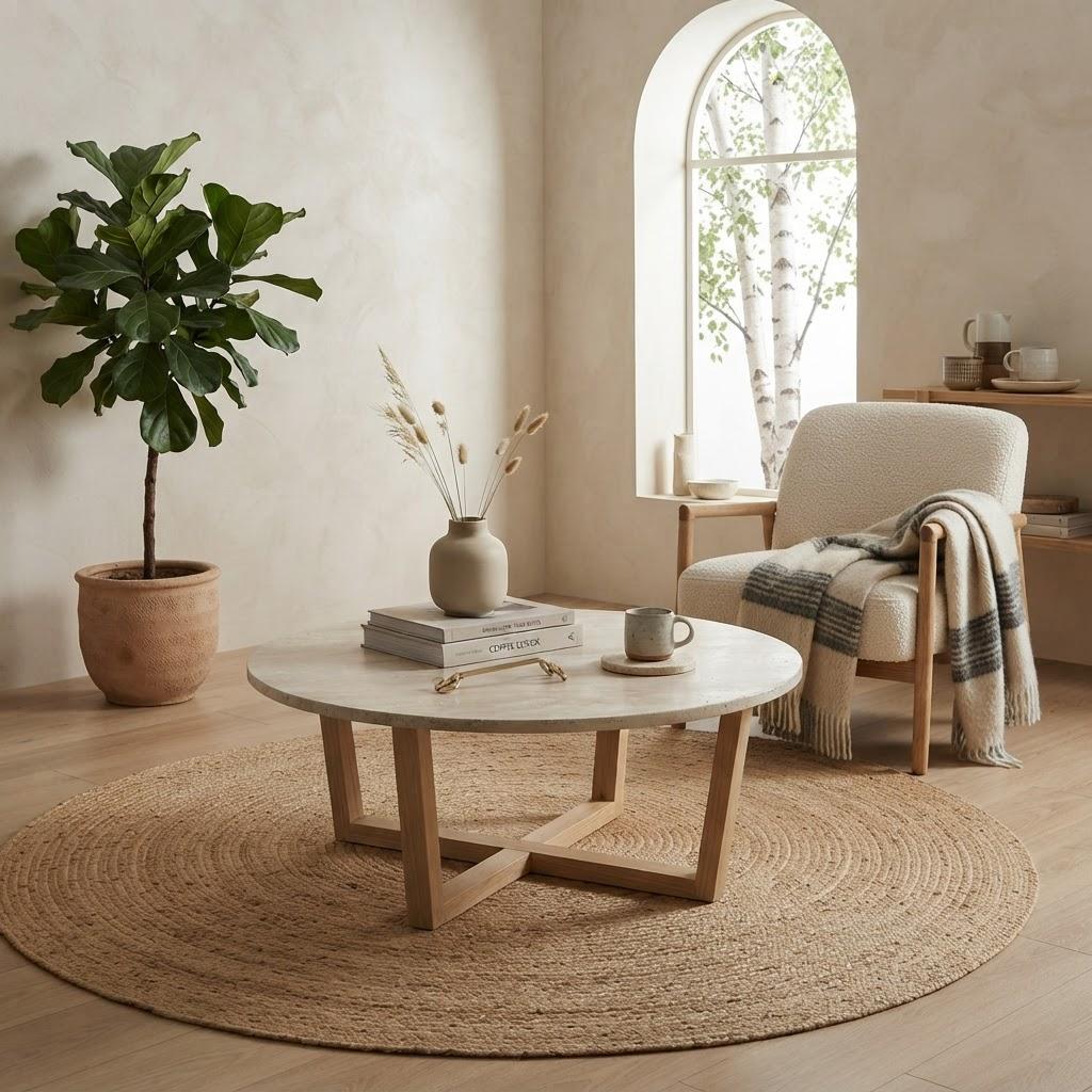 LYRA COFFEE TABLE WITH NATURAL OAK TRAVERTINE
