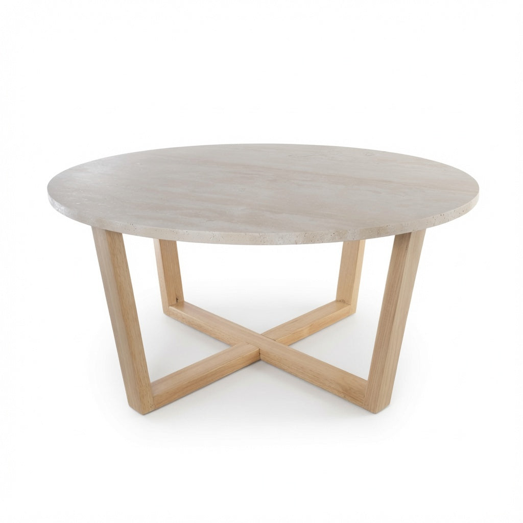 LYRA COFFEE TABLE WITH NATURAL OAK TRAVERTINE
