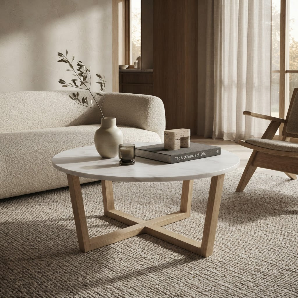LYRA COFFEE TABLE WITH WHITE MARBLE