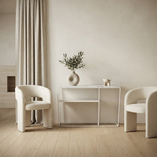 AURA ENTRY CONSOLE WHITE WITH WHITE MARBLE