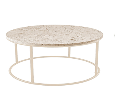 VELA COFFEE TABLE BONE WITH TRAVERTINE