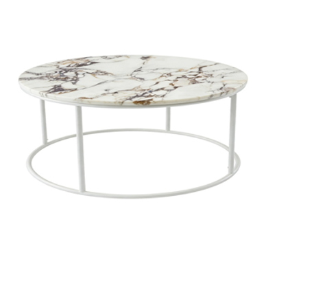 VELA COFFEE TABLE WHITE WITH WHITE MARBLE