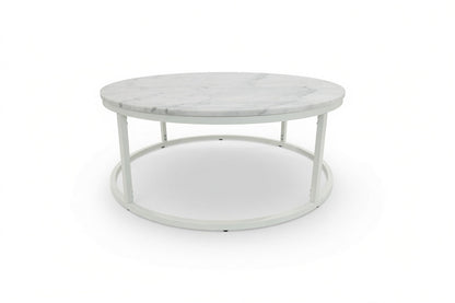 VELA COFFEE TABLE WHITE WITH WHITE MARBLE