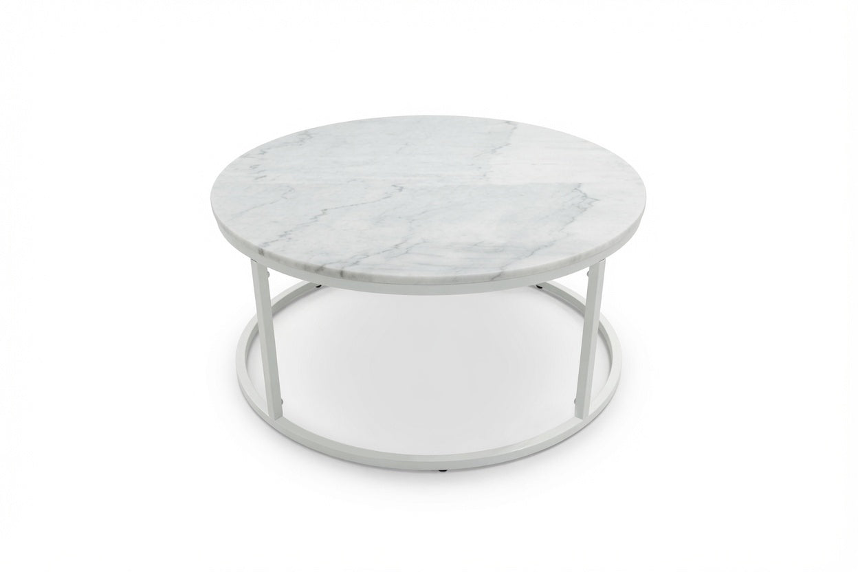 VELA COFFEE TABLE WHITE WITH WHITE MARBLE