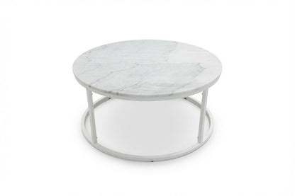 VELA COFFEE TABLE WHITE WITH WHITE MARBLE