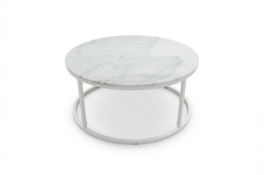 VELA COFFEE TABLE WHITE WITH WHITE MARBLE