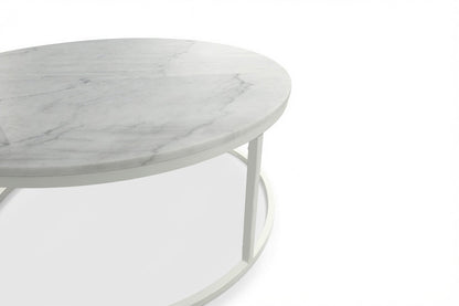 VELA COFFEE TABLE WHITE WITH WHITE MARBLE