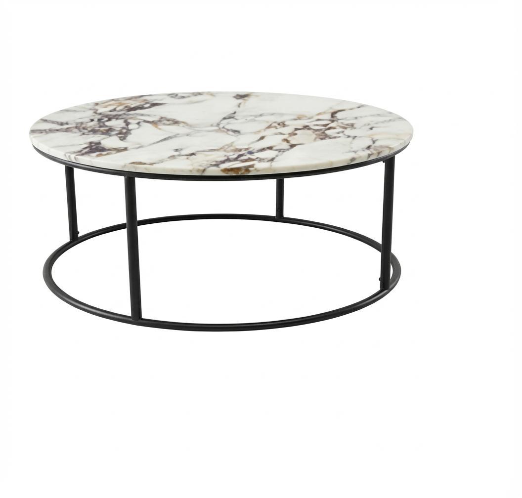 VELA COFFEE TABLE BLACK WITH WHITE MARBLE