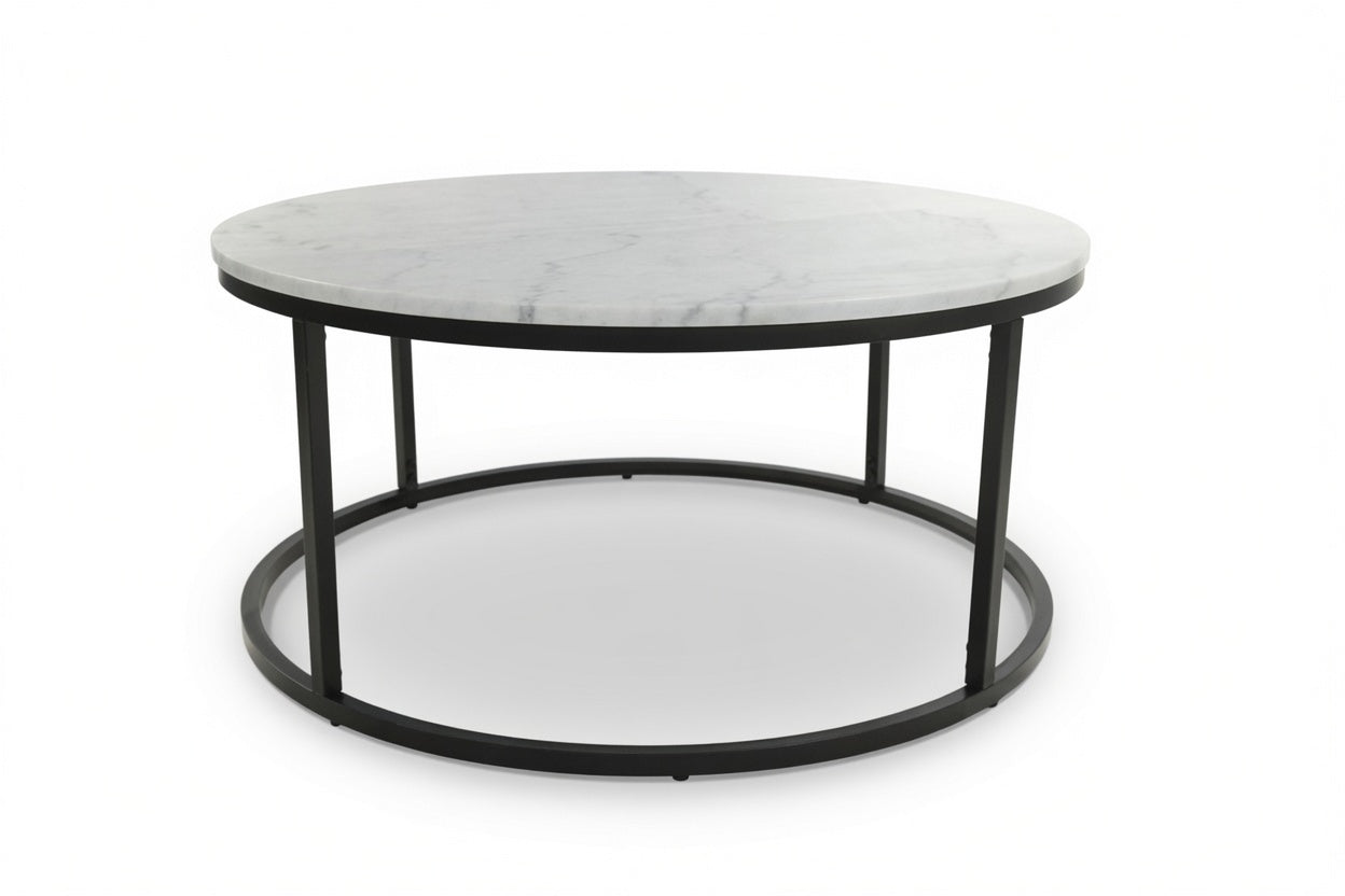 VELA COFFEE TABLE BLACK WITH WHITE MARBLE