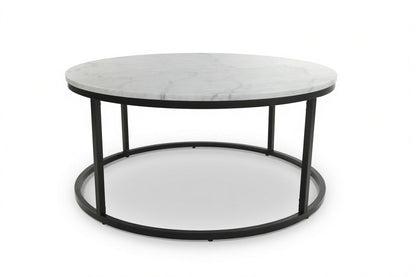 VELA COFFEE TABLE BLACK WITH WHITE MARBLE