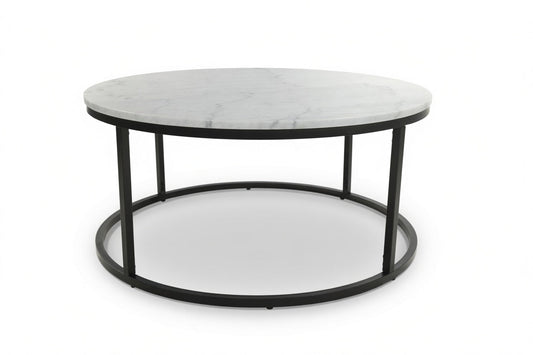 VELA COFFEE TABLE BLACK WITH WHITE MARBLE