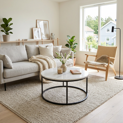 VELA COFFEE TABLE BLACK WITH WHITE MARBLE