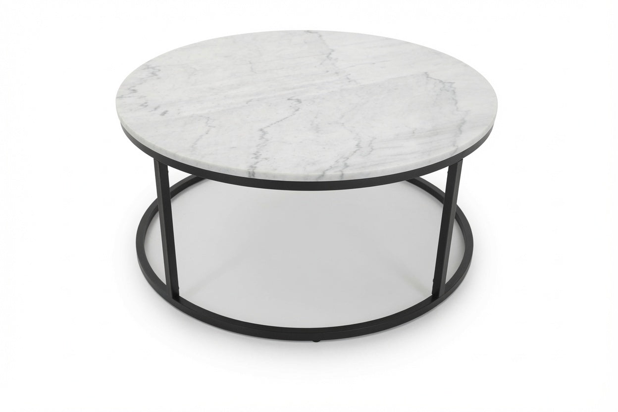 VELA COFFEE TABLE BLACK WITH WHITE MARBLE