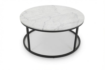 VELA COFFEE TABLE BLACK WITH WHITE MARBLE