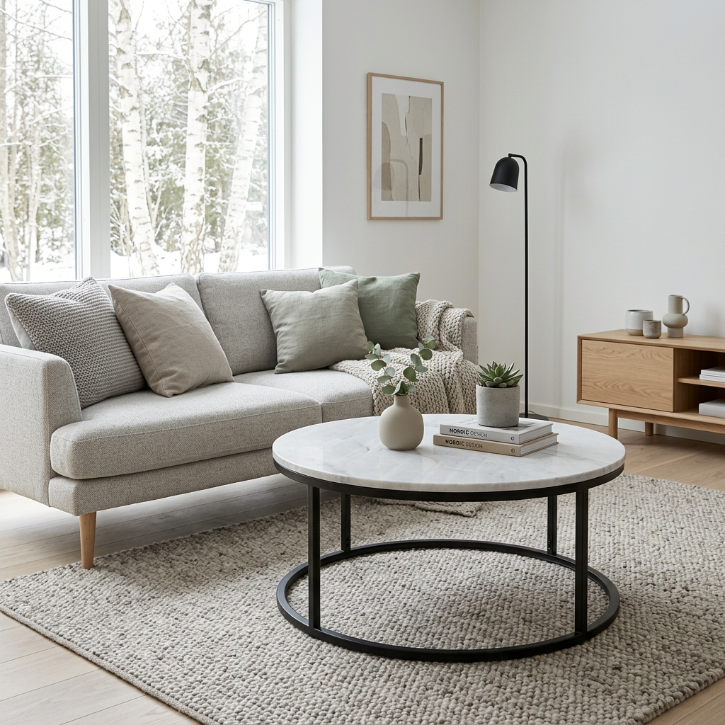 VELA COFFEE TABLE BLACK WITH WHITE MARBLE