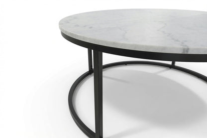 VELA COFFEE TABLE BLACK WITH WHITE MARBLE