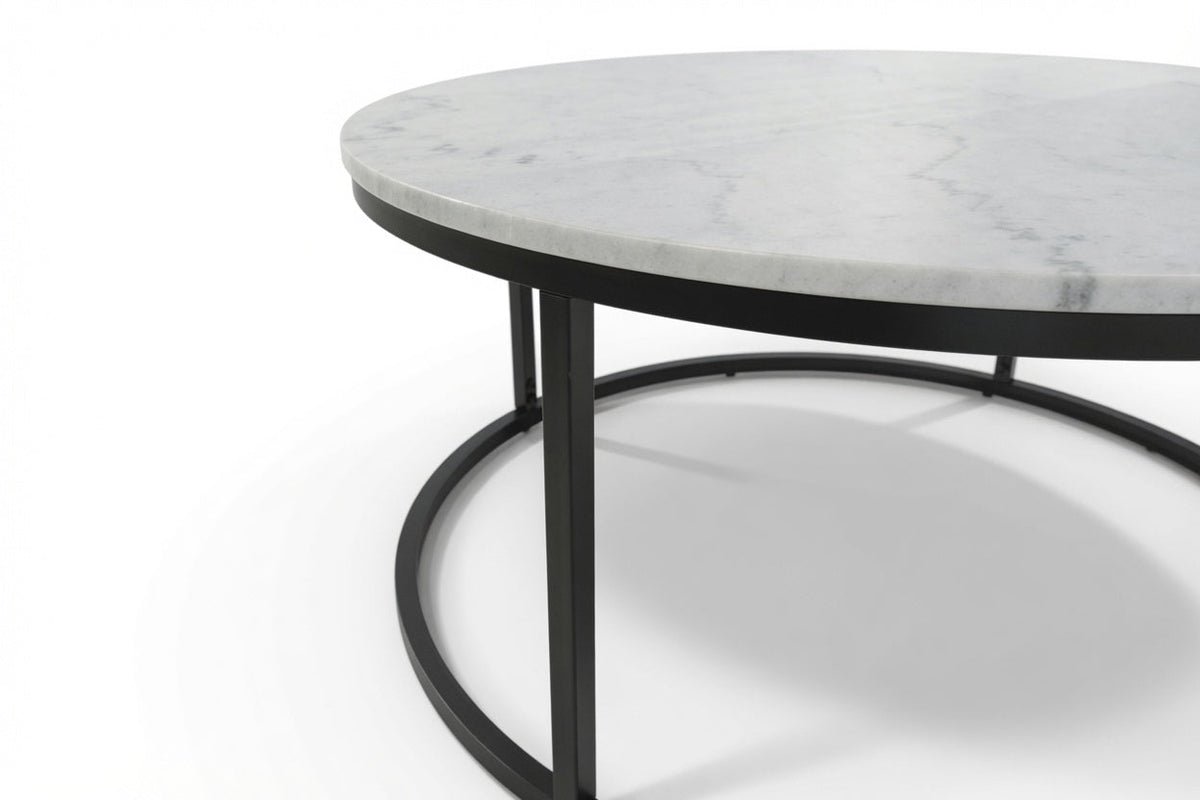 VELA COFFEE TABLE BLACK WITH WHITE MARBLE