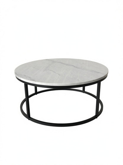 VELA COFFEE TABLE BLACK WITH WHITE MARBLE